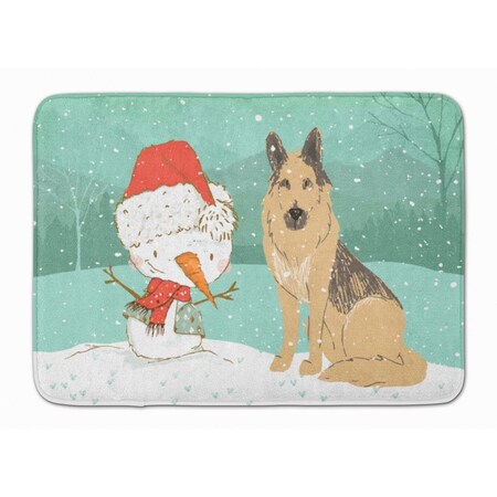 Carolines Treasures German Shepherd & Snowman Christmas Machine Washable Memory Foam Mat CK2033RUG
